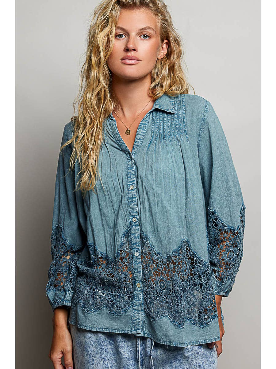 Cotton Embroidered Long Sleeve Top
