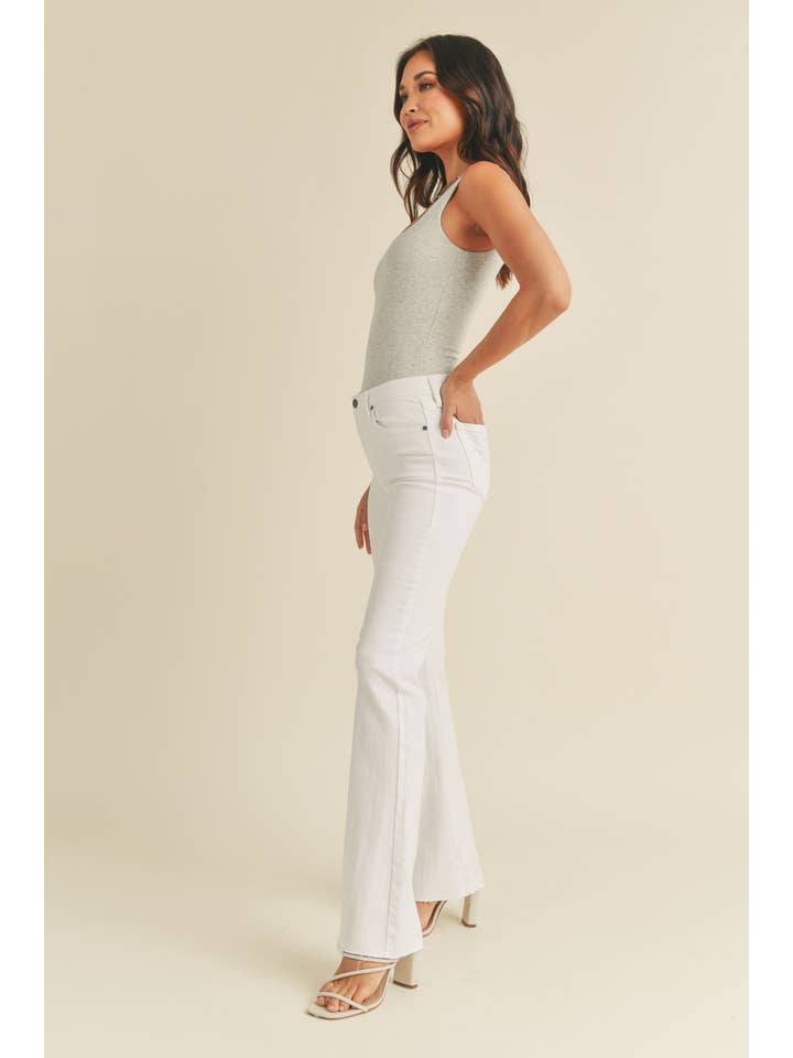 High Rise Scissor Cut Flare LONG - White