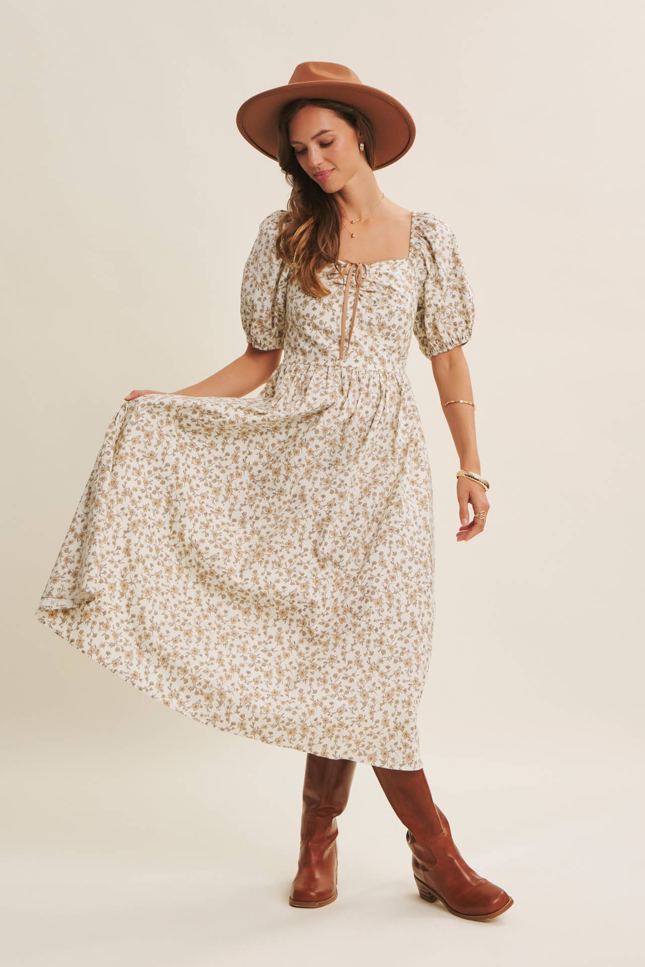 Abigail Midi Dress- Cream