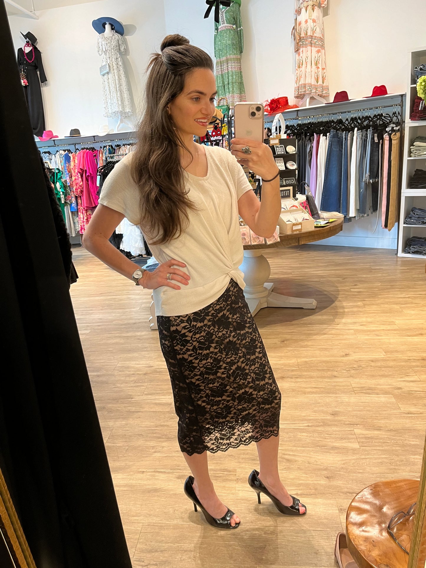 Black Lace Midi Skirt
