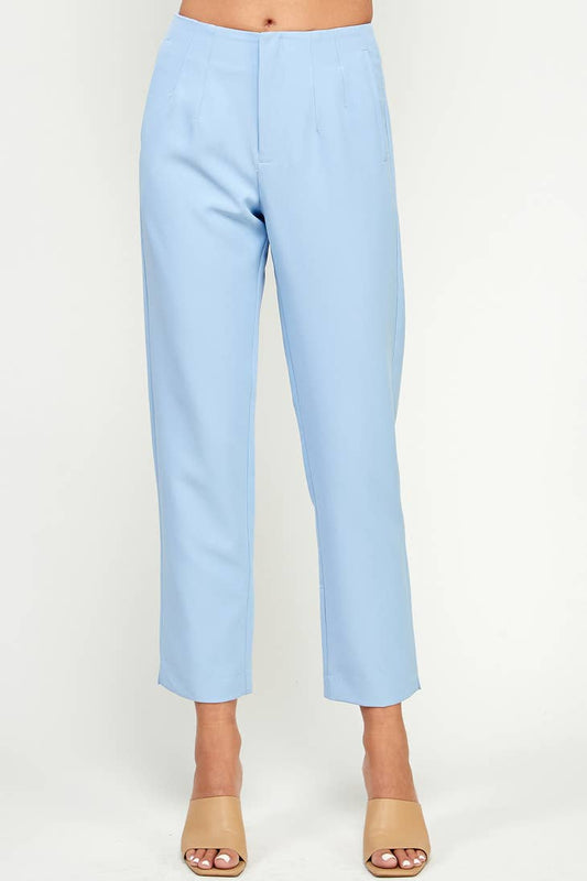 High-Waisted Strait Cropped Pant - Light Blue