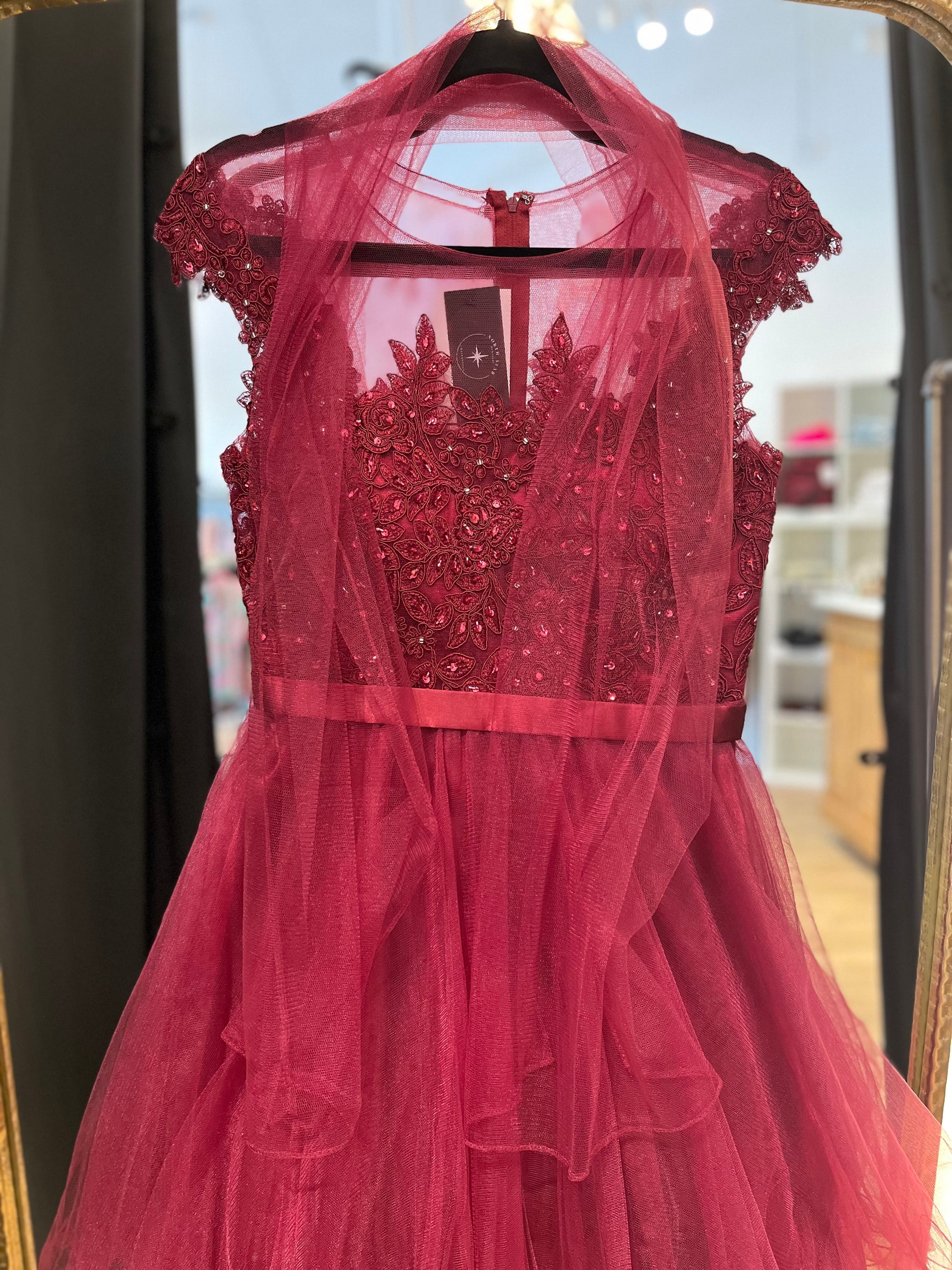 Dallas Formal Dress- Burgundy S Dallas Formal Dress- Burgundy S