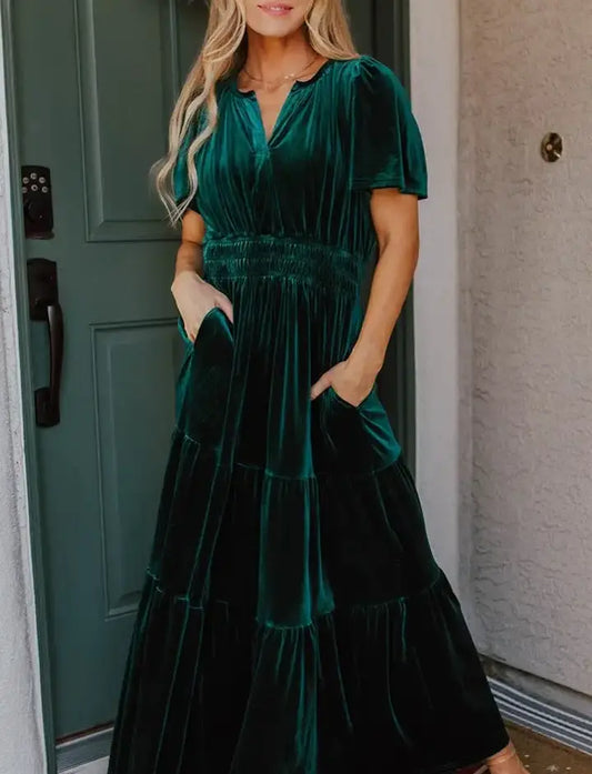 Julia Velvet Maxi Dress - Emerald