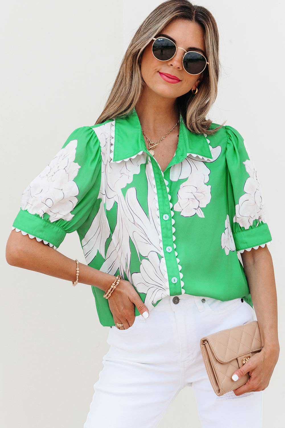 Celina Floral Blouse-Green