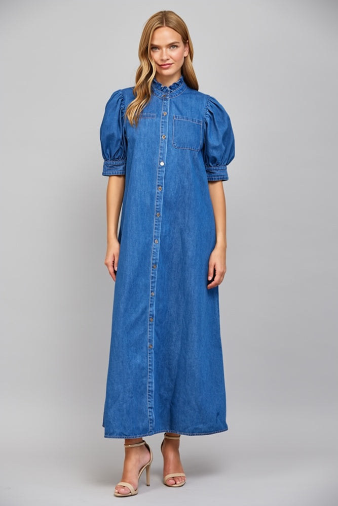 Laney Cotton Maxi Dress-Denim
