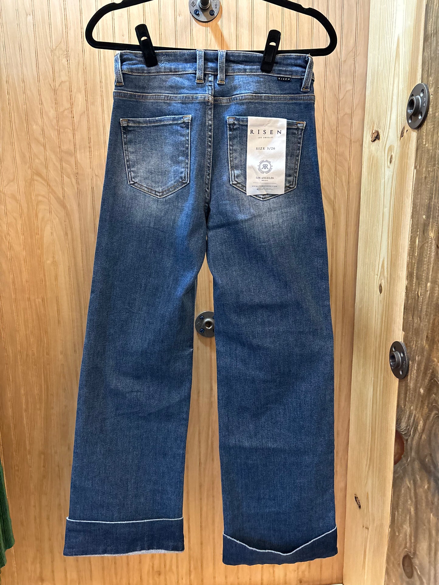 Risen High Rise Wide Cuff Jeans