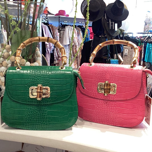 Katie Italian Leather & Bamboo Bag