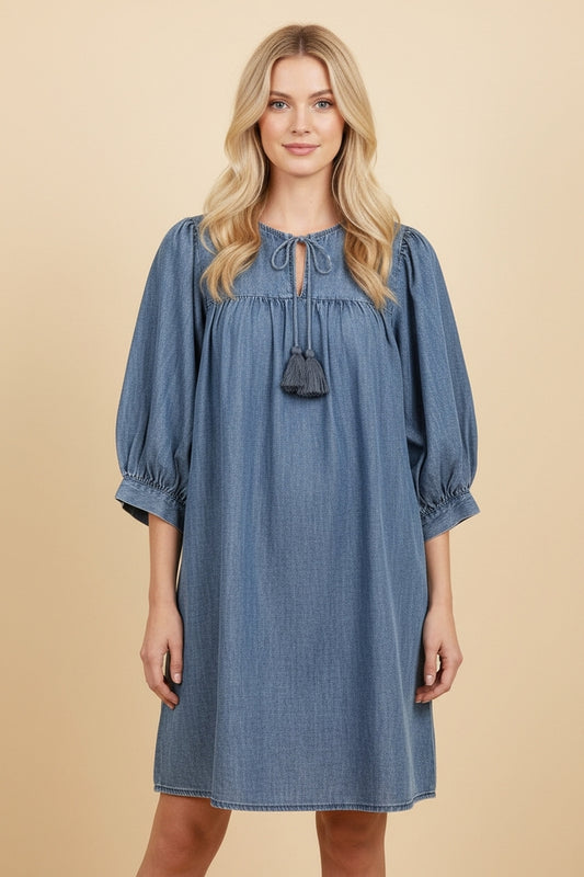 Lucia Denim Short Dress Blue