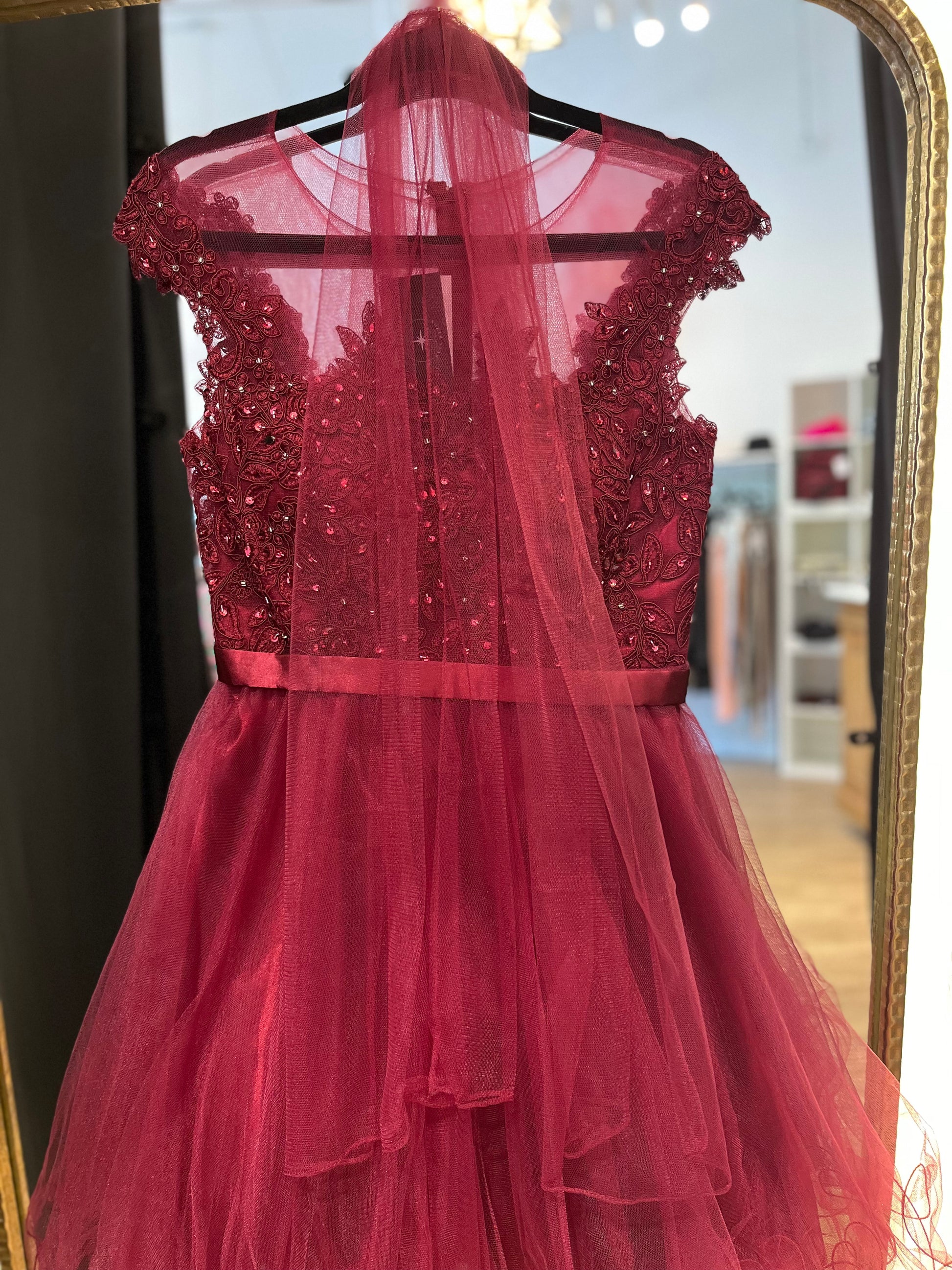 Dallas Formal Dress- Burgundy S Dallas Formal Dress- Burgundy S