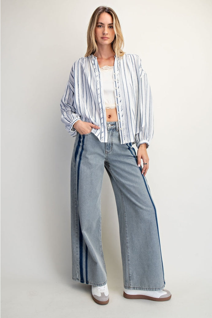 Cotton Striped Long Sleeve Top