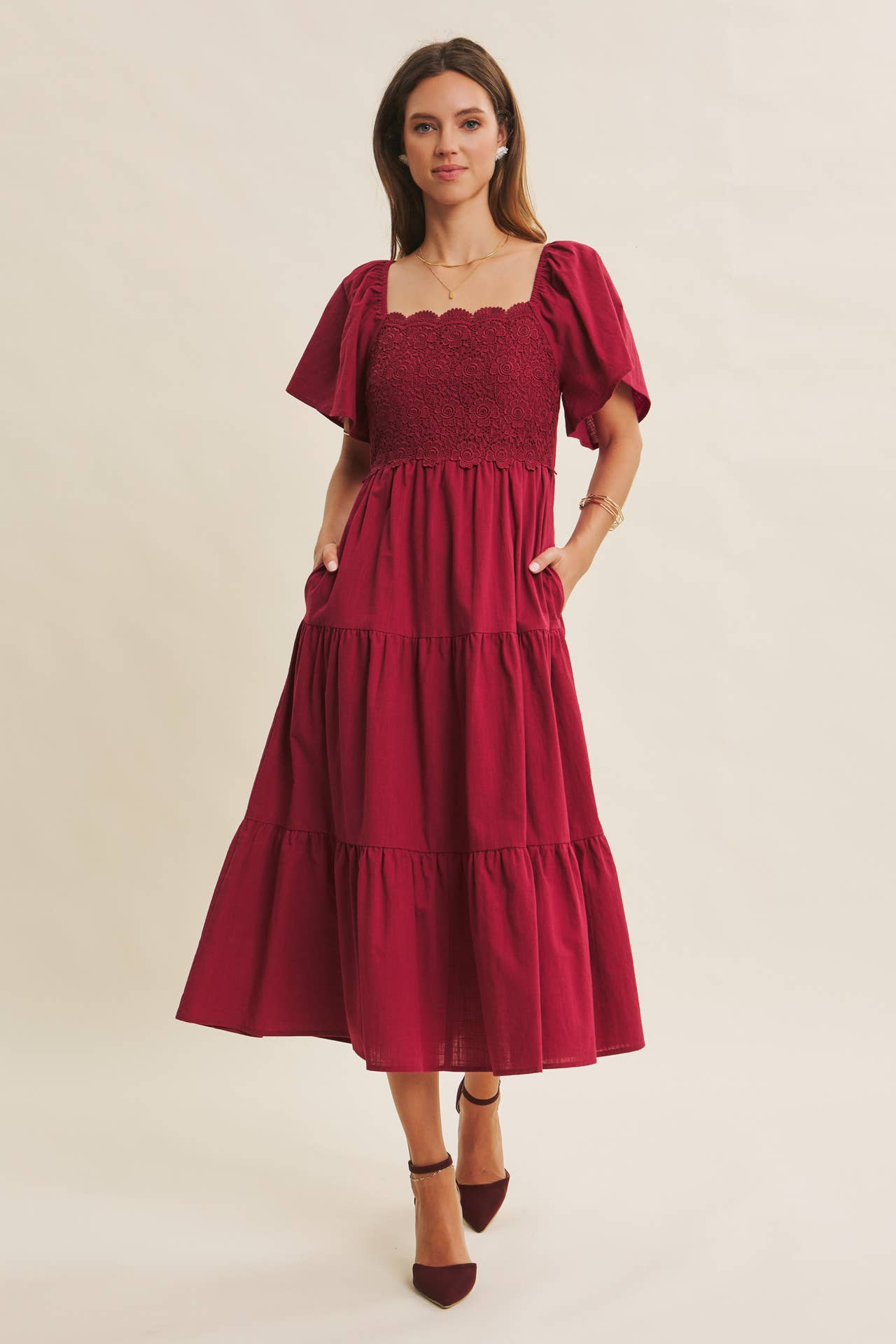 Adah Midi Dress - Berry