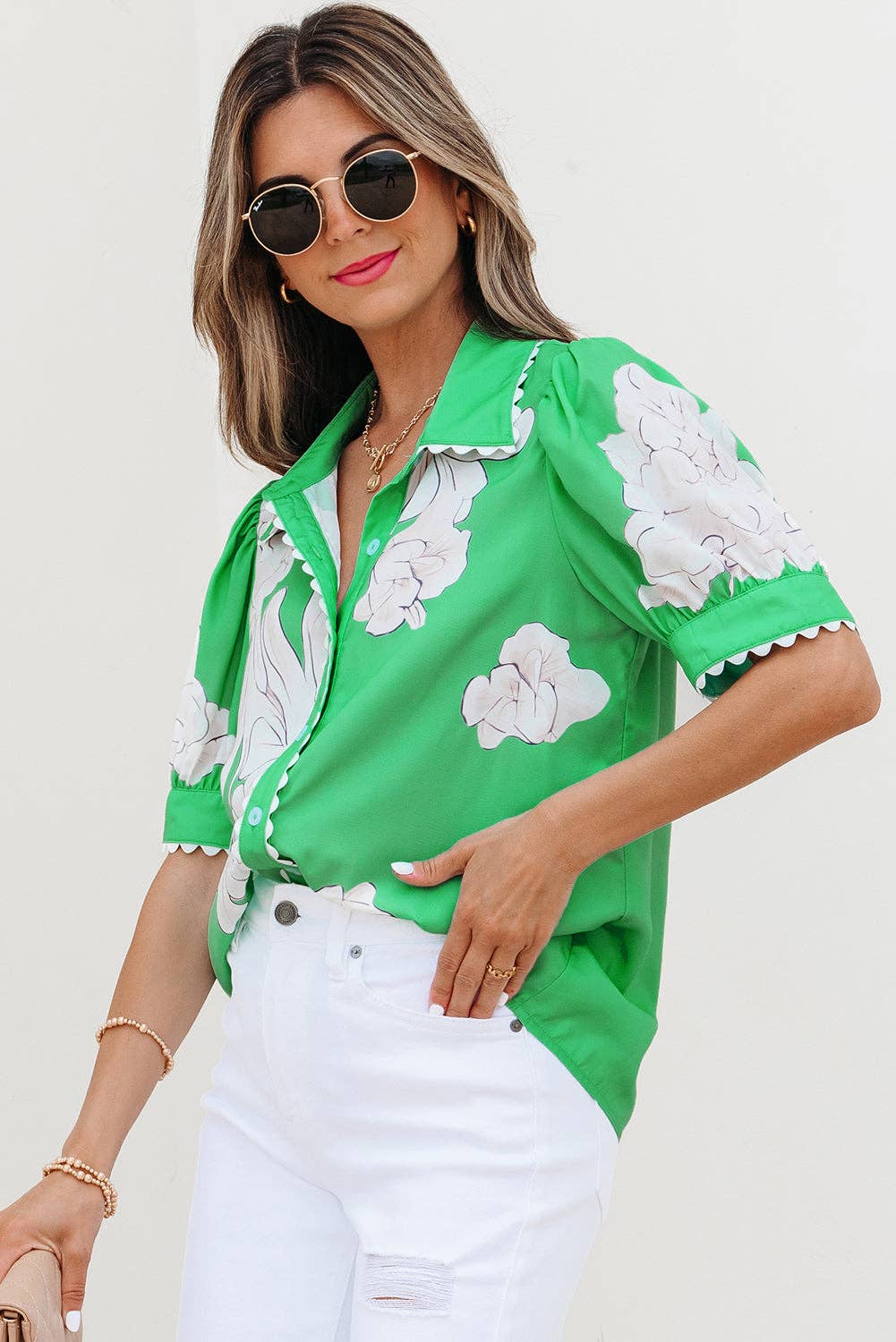 Celina Floral Blouse-Green