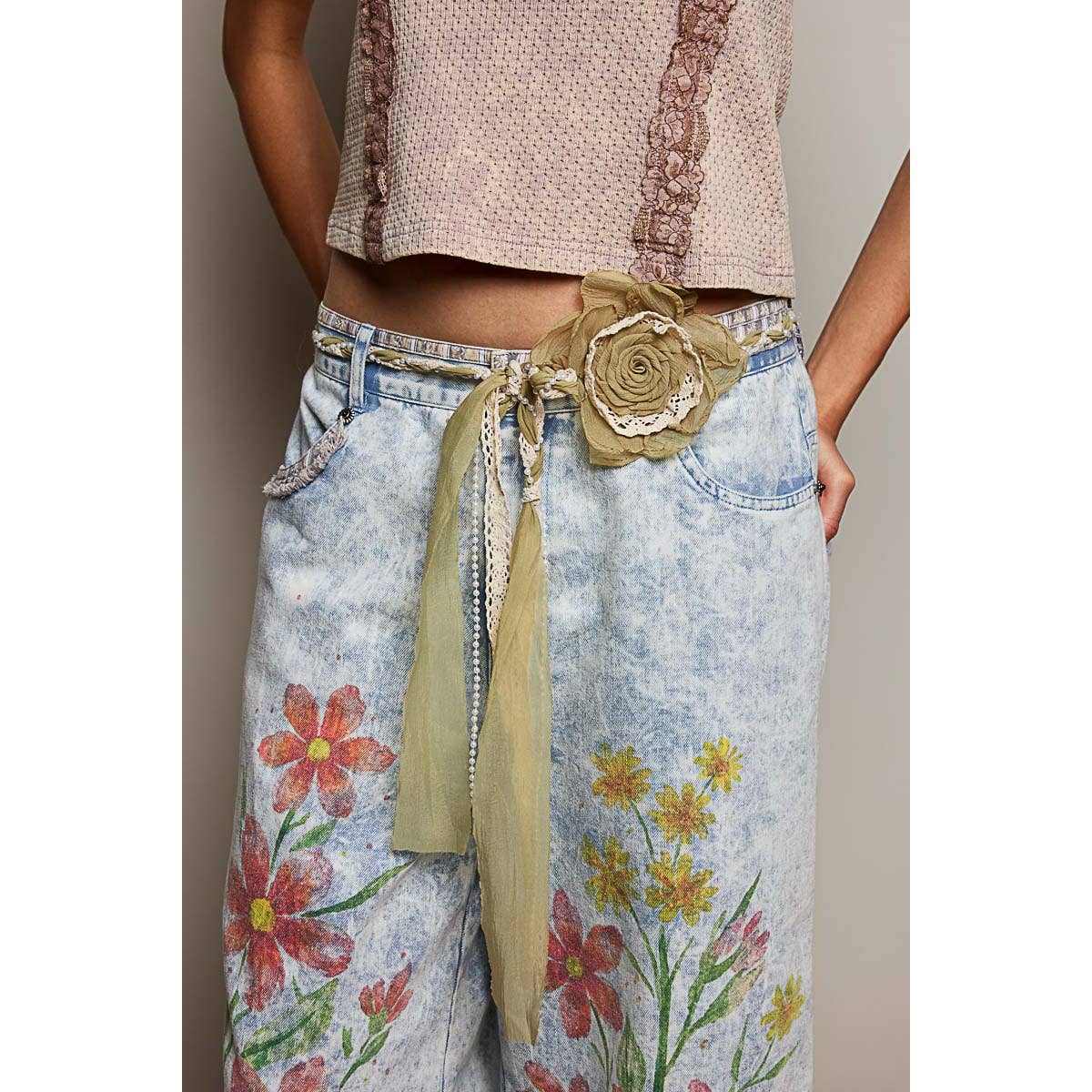 Belt One Flower Natural-Green