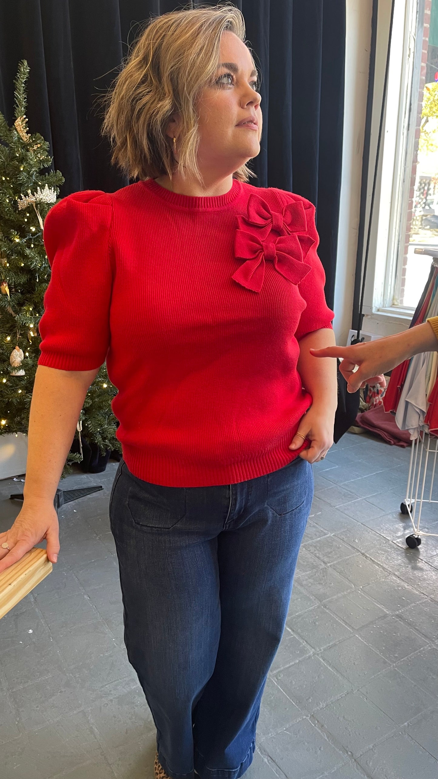 Pretty Red Bow Sweater