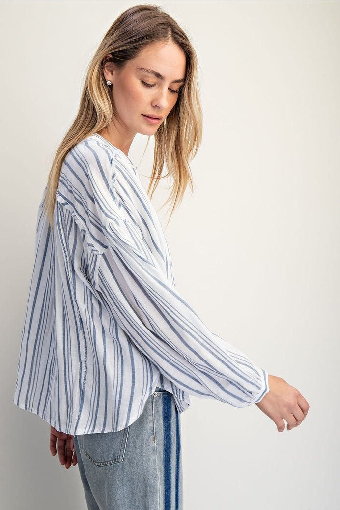 Cotton Striped Long Sleeve Top