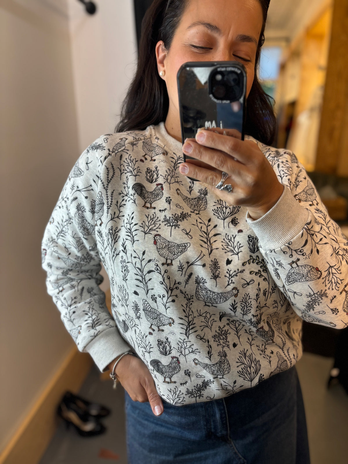 Henrietta Chicken Print Sweatshirt