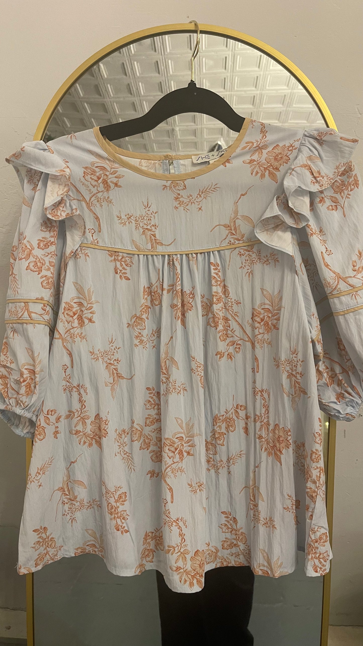 Mollie Babydoll Top- Light Blue