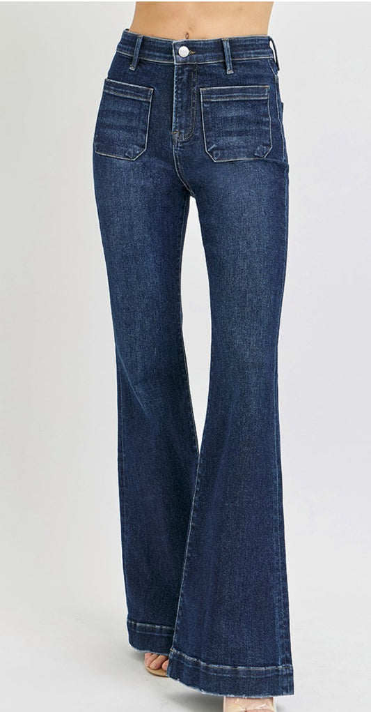 Risen Front Patch Pocket Jeans Dark