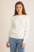 Rhea-Lynn Long Sleeve Sweater - White