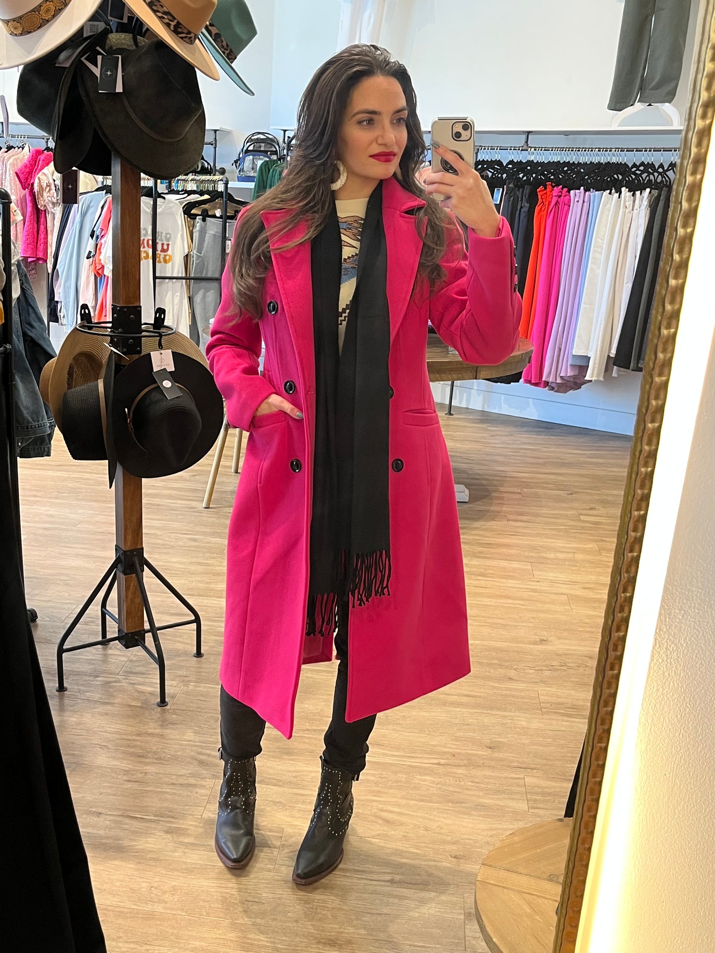 Coat Double Breasted-Fuchsia