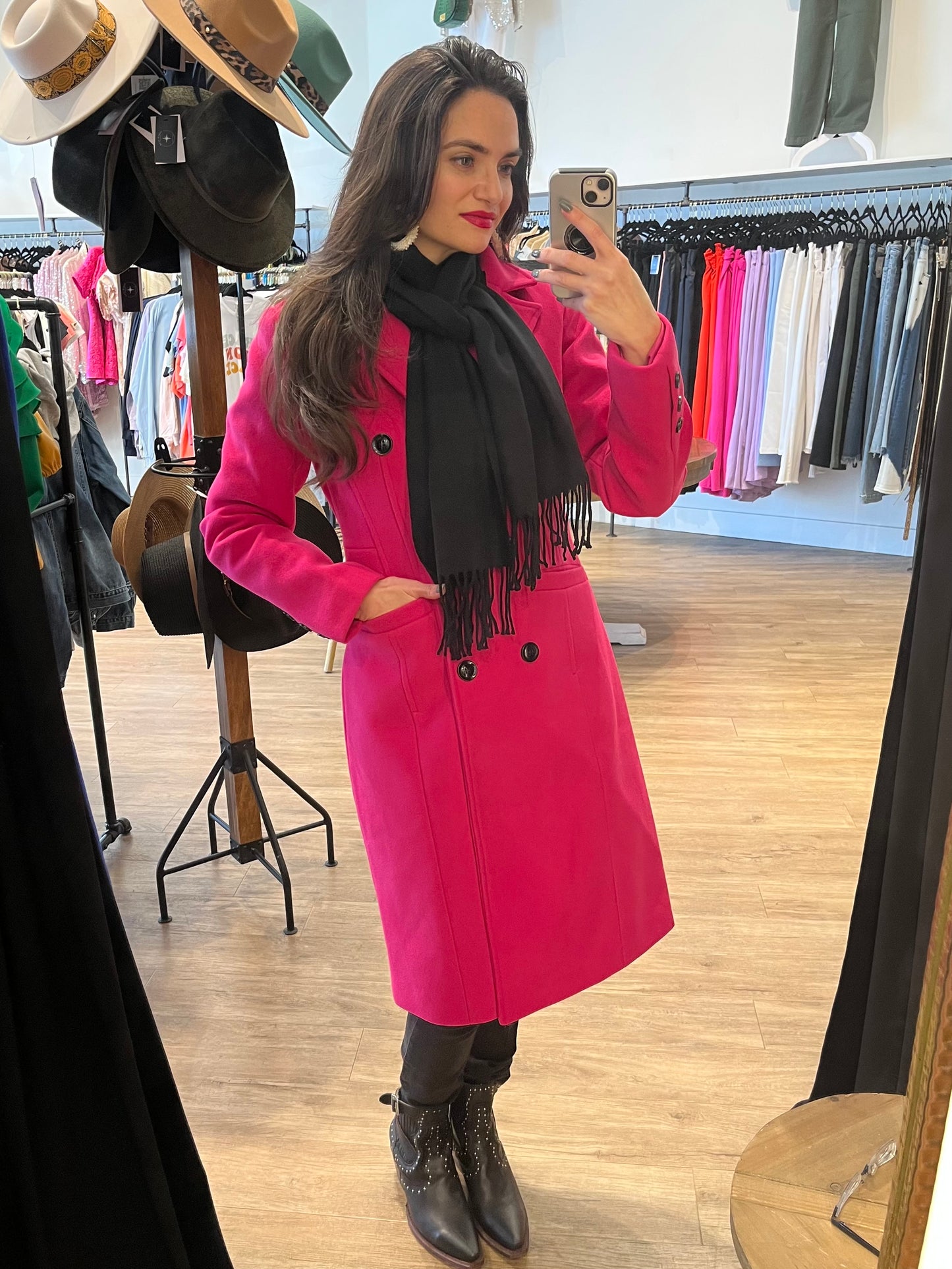 Coat Double Breasted-Fuchsia