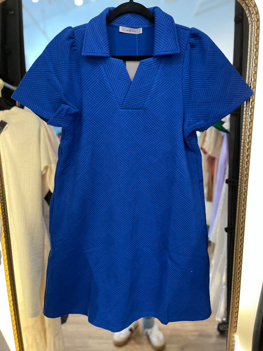 Elaina Textured Dress - Royal Blue