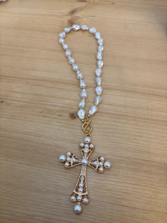 Cross & Pearl Necklace