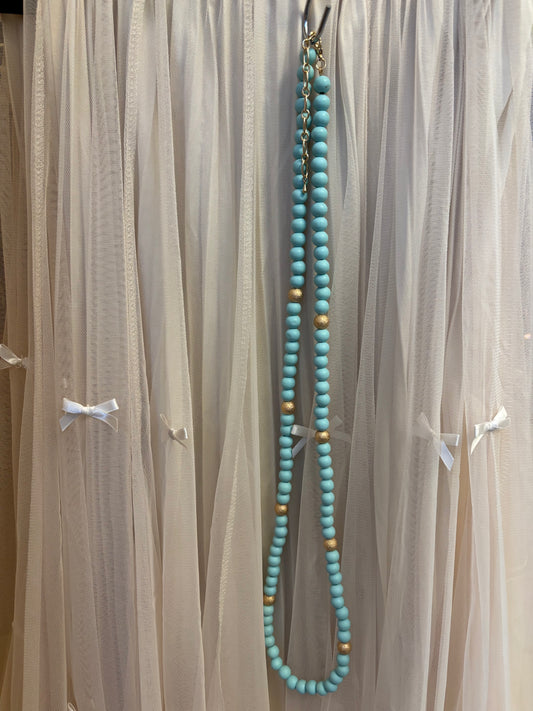 Beaded Long Necklace - Mint