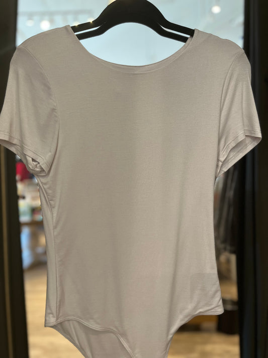 Silver Grey Bodysuit Crew Neck