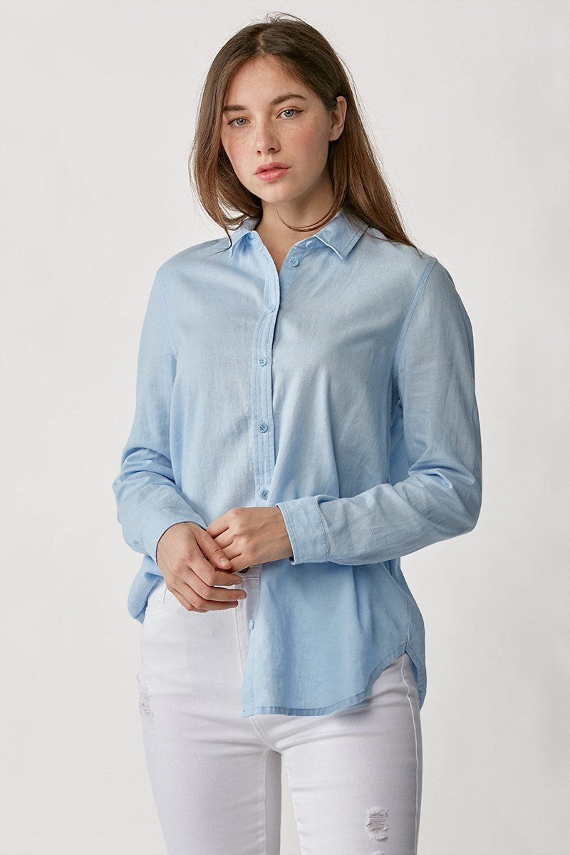 Button Down Linen Shirt Blue