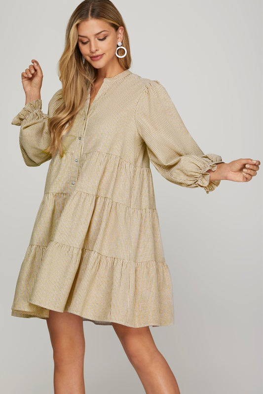 Taylor Tiered Dress- Taupe