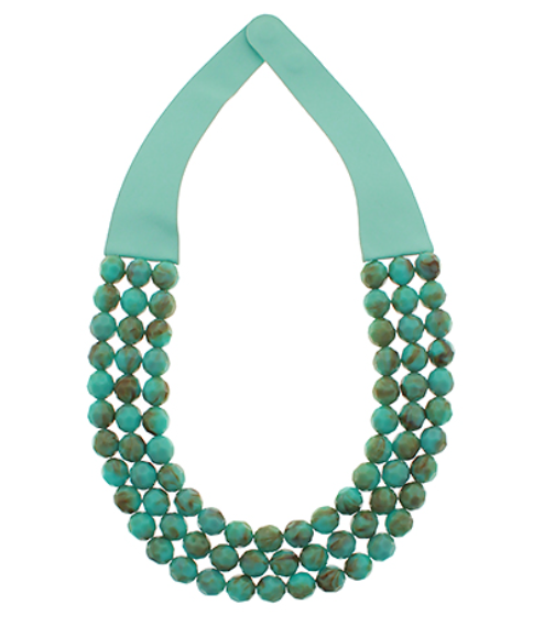 Magnetic Beaded Necklace 3 Strings- Turquoise