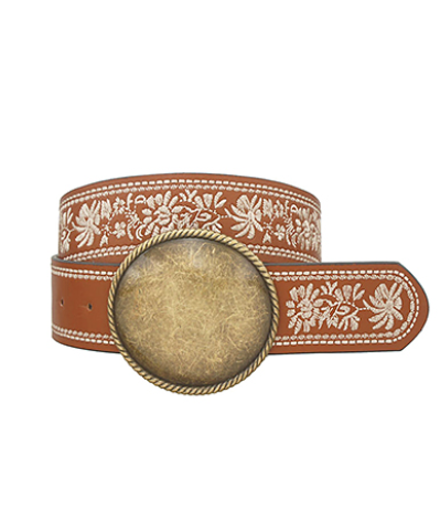 Belt- Vintage Buckle Floral Embroidered