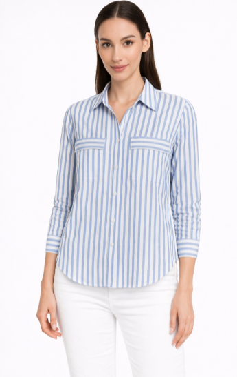 Classic Striped Button Top