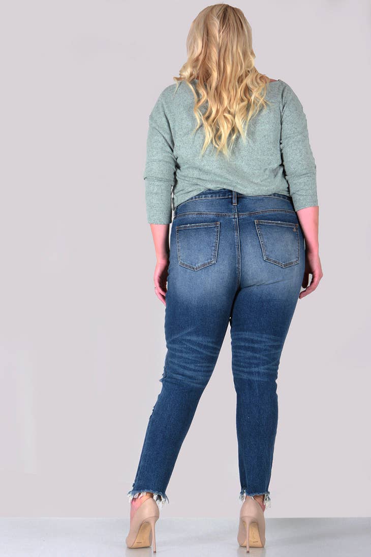 High Rise Relaxed Skinny Ripped Denim