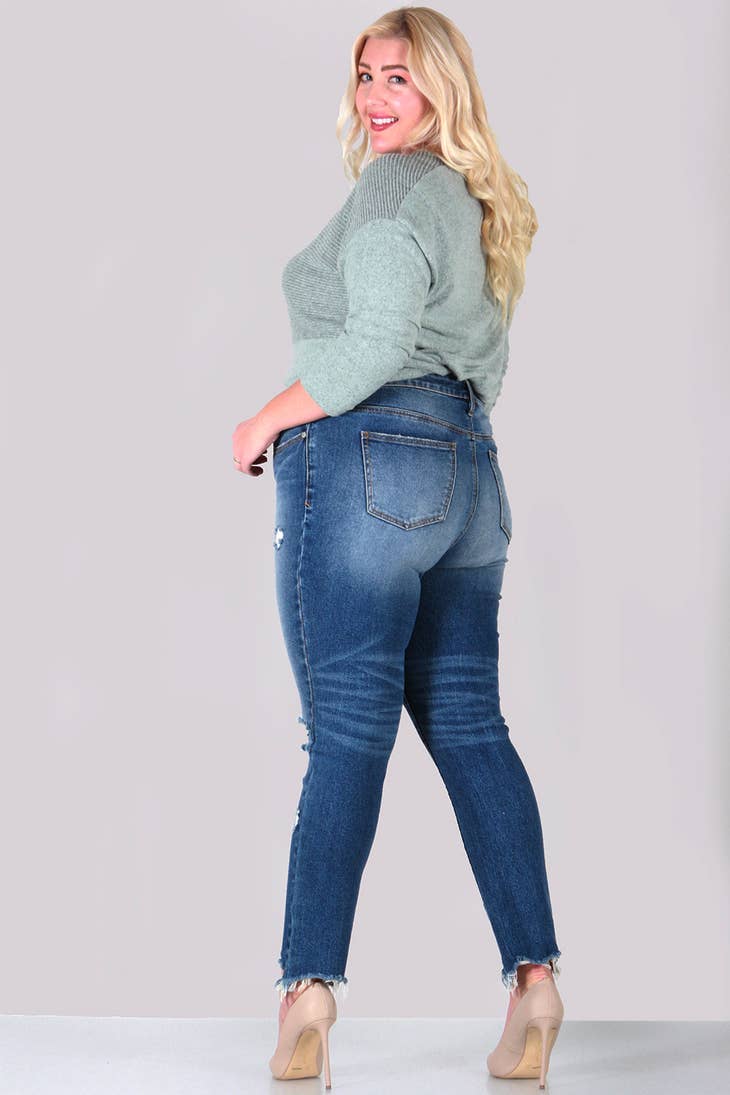 High Rise Relaxed Skinny Ripped Denim