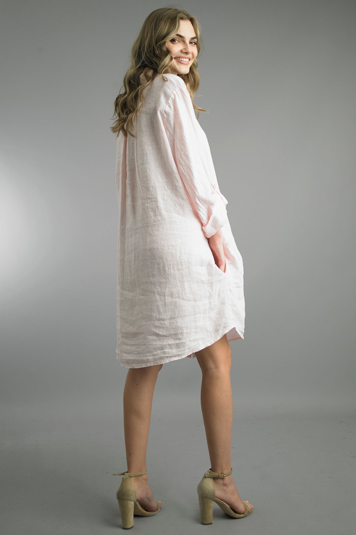 Sofia Linen Button Short Dress