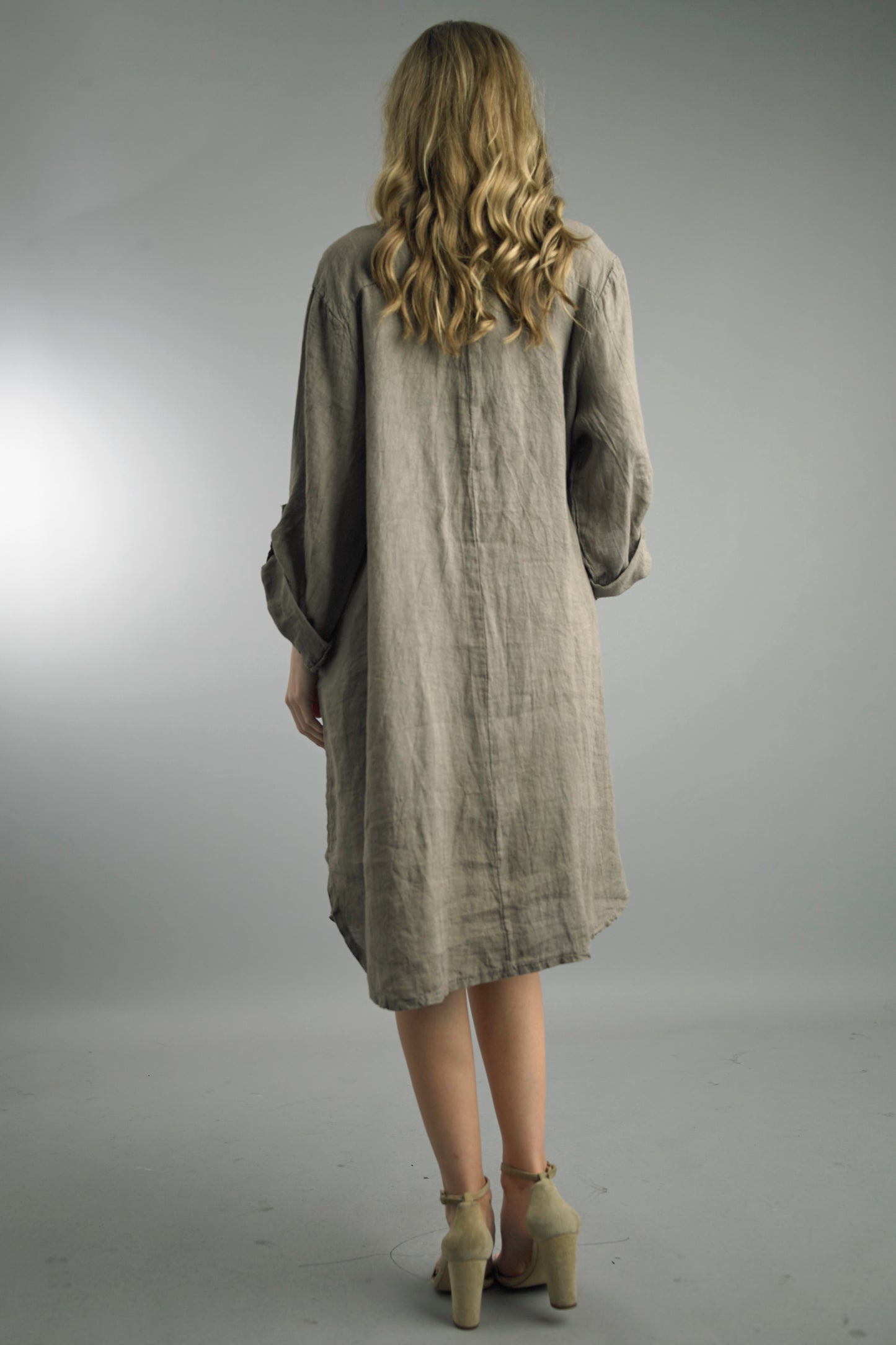 Sofia Linen Button Short Dress