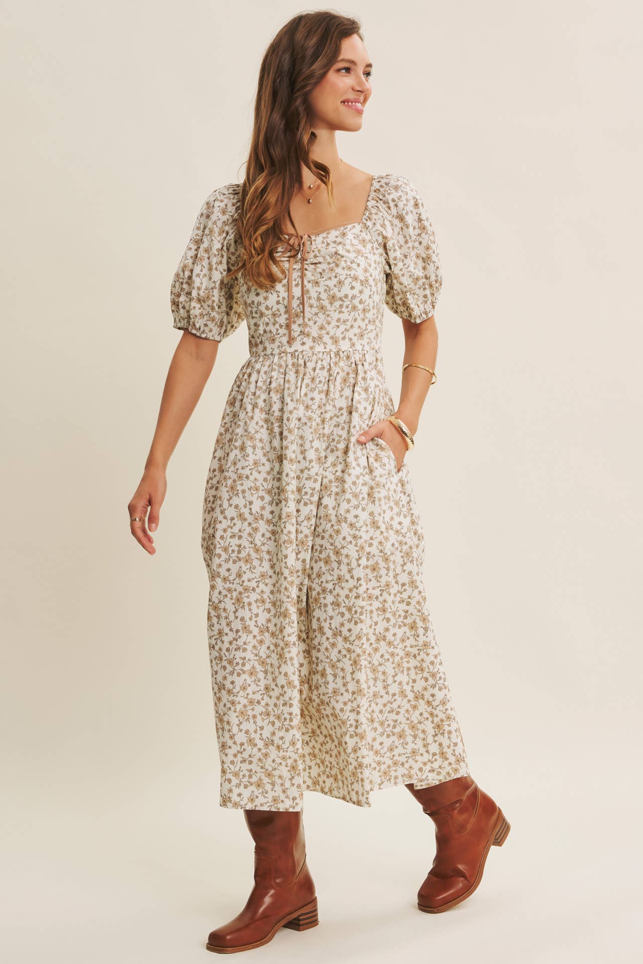Abigail Midi Dress- Cream