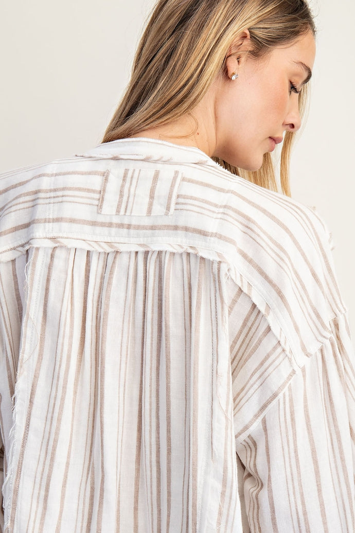 Cotton Striped Long Sleeve Top