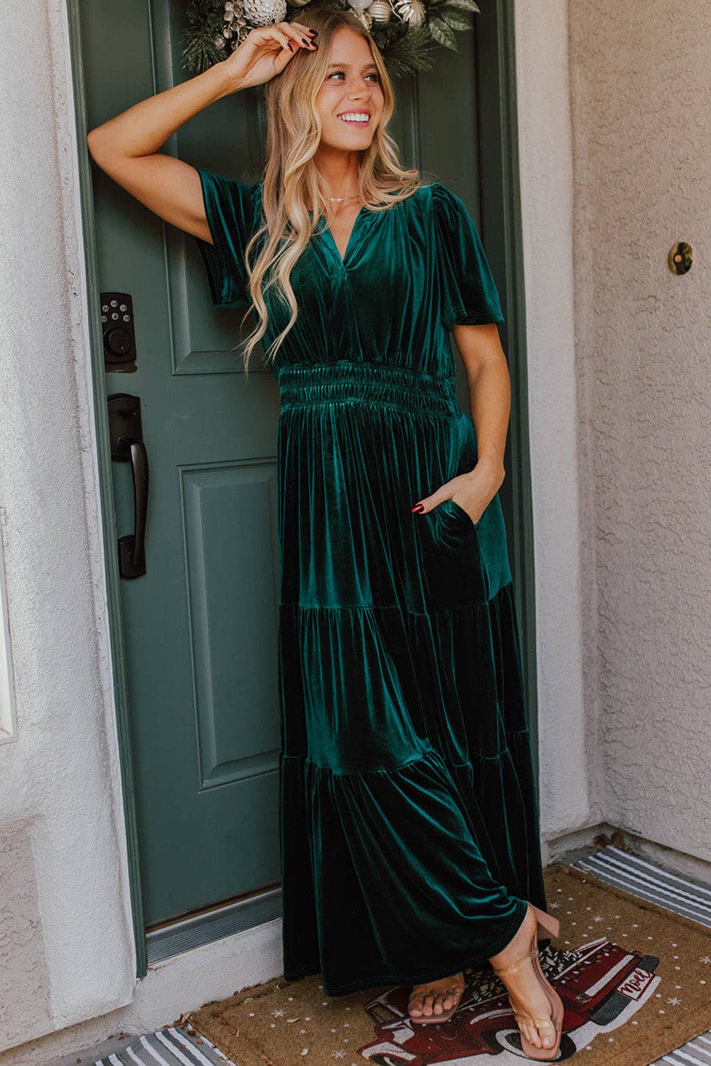 Julia Velvet Maxi Dress - Emerald