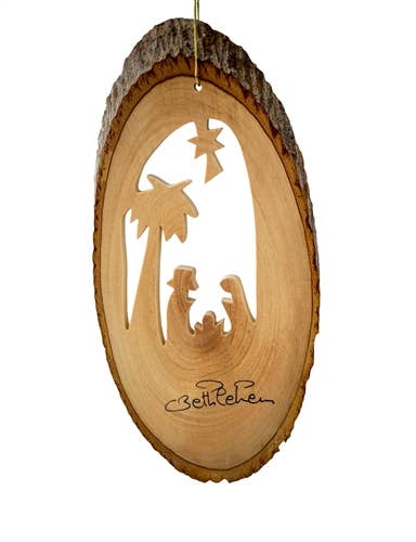 Bark Slice Nativity with Palm