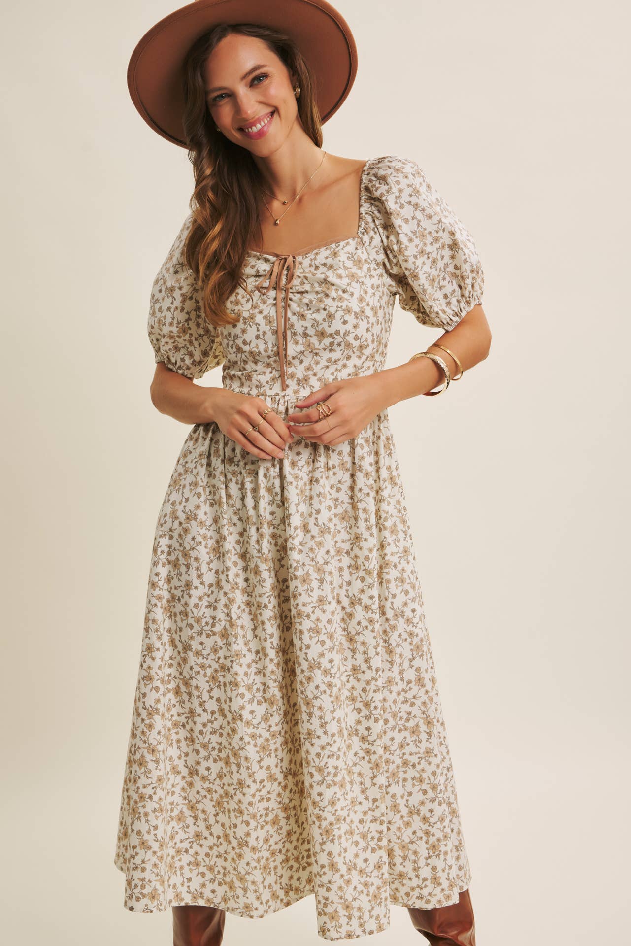 Abigail Midi Dress- Cream