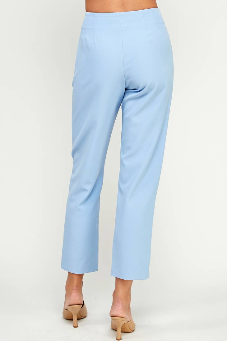 High-Waisted Strait Cropped Pant - Light Blue