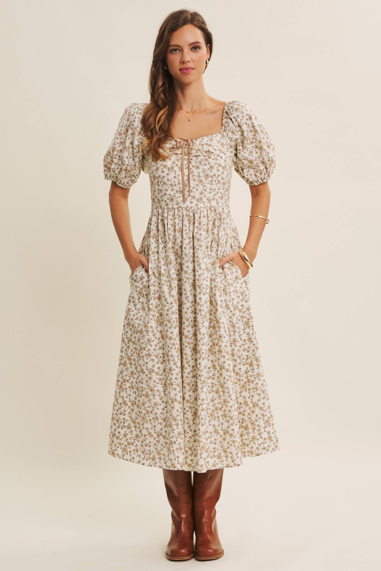 Abigail Midi Dress- Cream