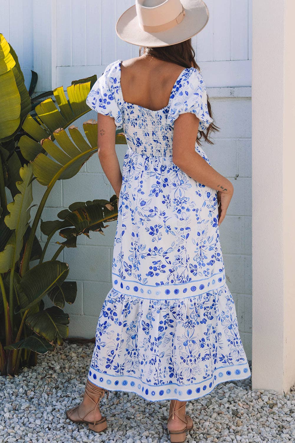 Lea Floral Blue/White Maxi Dress
