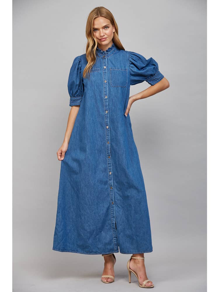 Laney Cotton Maxi Dress-Denim