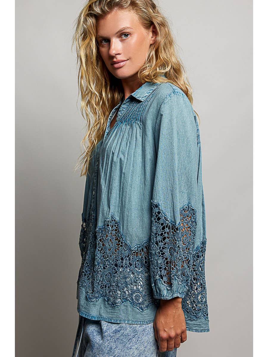 Cotton Embroidered Long Sleeve Top