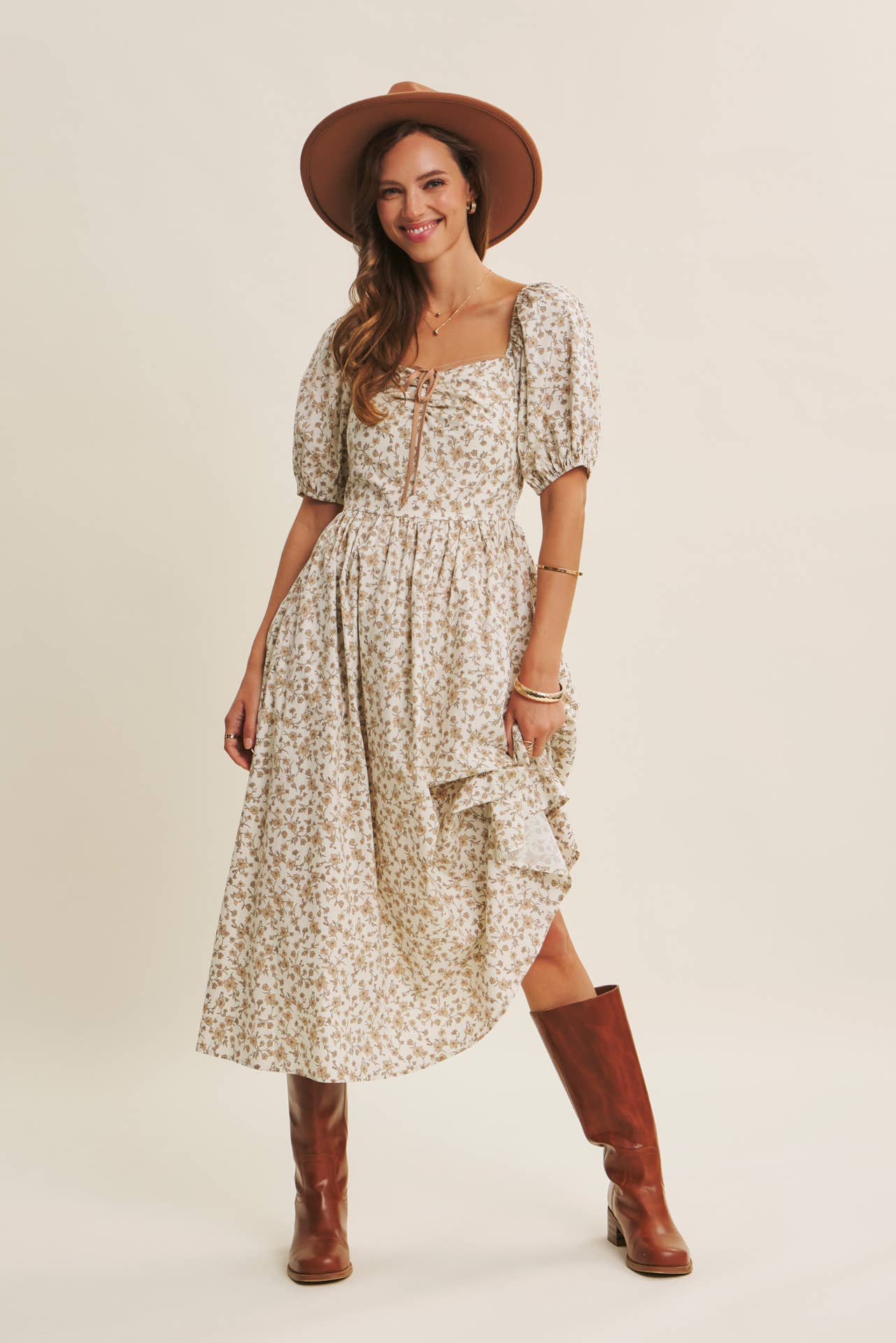 Abigail Midi Dress- Cream