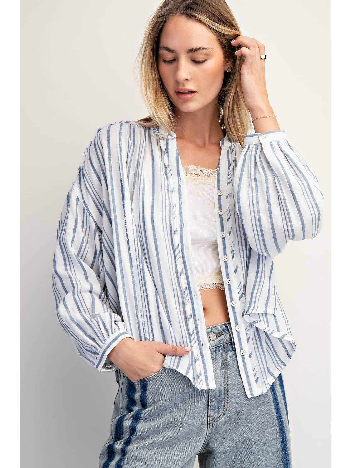 Cotton Striped Long Sleeve Top